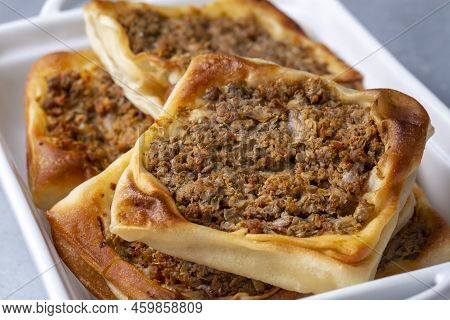 Traditional Delicious Turkish Foods; Kaytaz Pastry With Minced Meat Of Turkey Hatay - Antakya Region