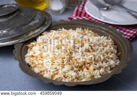 Traditional Delicious Turkish Food; Turkish Style Rice Pilaf (turkish Name; Tel Sehriyeli Pirinc Pil