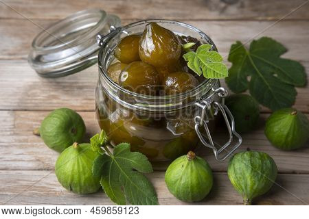 Green Fresh Fig Jam, Turkish Dessert. (turkish Name; Incir Receli)