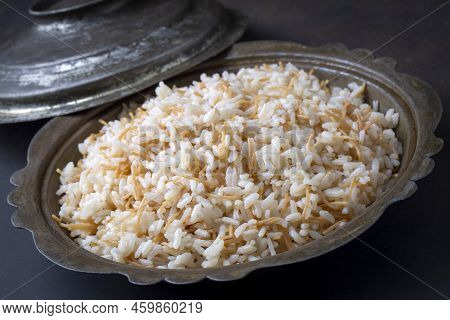Traditional Delicious Turkish Food; Turkish Style Rice Pilaf (turkish Name; Tel Sehriyeli Pirinc Pil