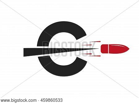 Letter C Shot Bullet Logo Vector Template Concept For Defense Logotype