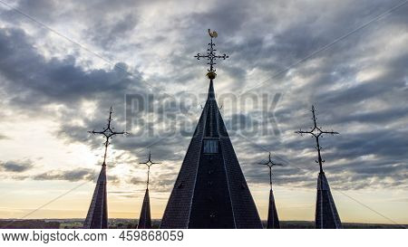 Sint-lenaarts, Brecht, Antwerp, Belgium, 6th Of June, 2022, Aerial View, Shot By A Drone Of The Towe