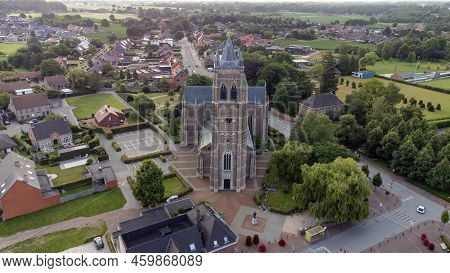 Sint-lenaarts, Brecht, Antwerp, Belgium, 6th Of June, 2022, Aerial View, Shot By A Drone Of The Late