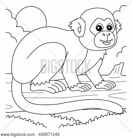 A Cute And Funny Coloring Page Of A Squirrel Monkey. Provides Hours Of Coloring Fun For Children. To