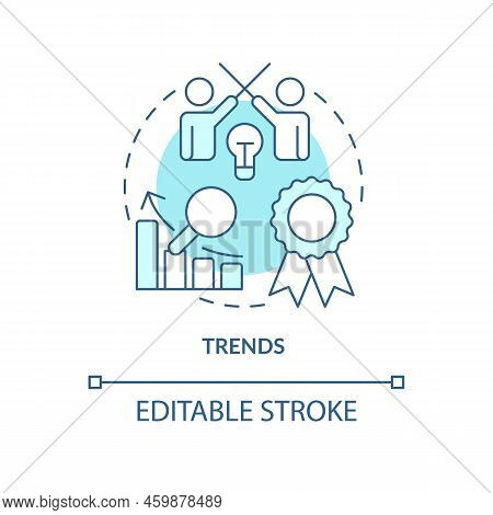 Trends Turquoise Concept Icon. Tendencies. Profitability Model For Forecasting Abstract Idea Thin Li