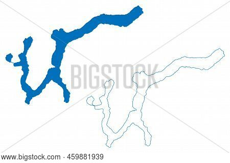 Lake Lugano (italian Republic, Italy, Switzerland, Swiss Confederation) Map Vector Illustration, Scr
