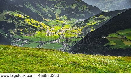 Zillertal Valley View From Ahorn, Austrian Alps, Austria