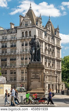 London, Uk - July 4, 2022: Along Whitehall A3212, Bronze Statue Of Spencer Compton, 8th Duke Of Devo