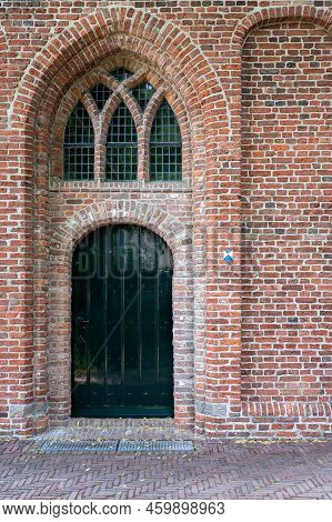 Kootwijk, Gelderland, The Netherlands, 07 12 2022 - Front Door Of The Calvinist Church