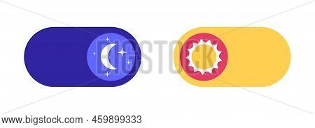 Switch Element Button For Light Or Dark Theme. Digital Toggle Symbol. Day Night Mode Icon For Applic