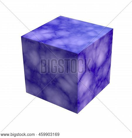 Mystery Box With Abstract Blue Purple Space Cosmic Galaxy Texture Isolated Cube Object On White Back