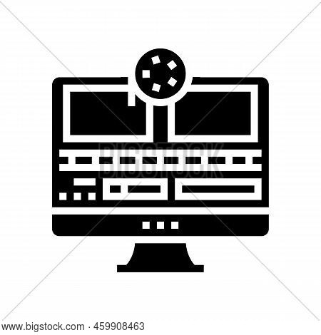 Montage Video Production Film Glyph Icon Vector. Montage Video Production Film Sign. Isolated Symbol