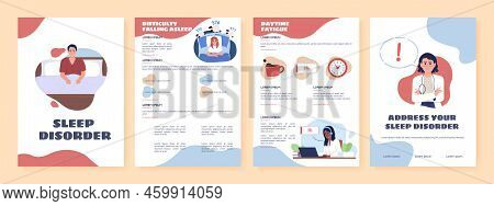 Sleep Disorder Flat Vector Brochure Template. Booklet, Leaflet Printable Flat Color Designs. Editabl