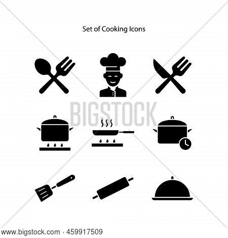 Set Of Cooking Chef Isolated On White Background, Food Maker Line Icons For Web Application.