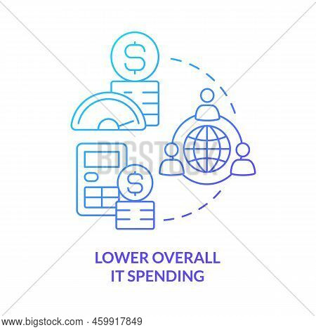 Lower Overall It Spending Blue Gradient Concept Icon. Startup Consulting Field Abstract Idea Thin Li