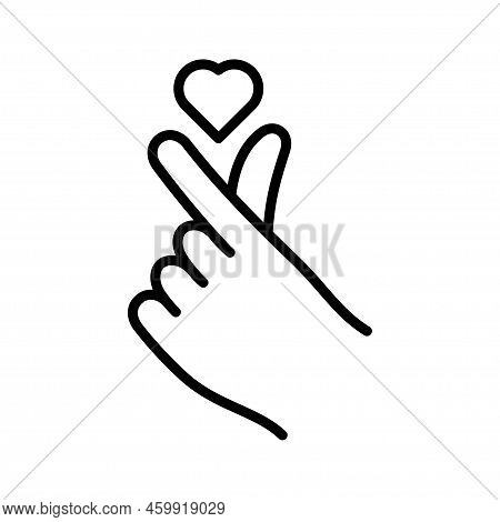 Heart Kpop Gesture Icon. Korean Culture. Pictogram Isolated On A White Background. Vector Illustrati