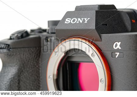 Tallinn, Estonia, May 2022, Sony A7 Miv Fullframe Mirrorless Camera Body, Sony Alpha 7m4.