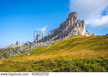 Sunny Day In Dolomites - Giau Pass And Monumental Gusela Mountain, Dolomites, Italy