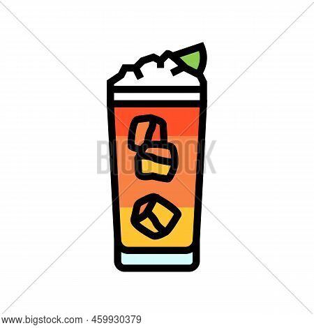 Dark Stormy Cocktail Glass Drink Color Icon Vector. Dark Stormy Cocktail Glass Drink Sign. Isolated 
