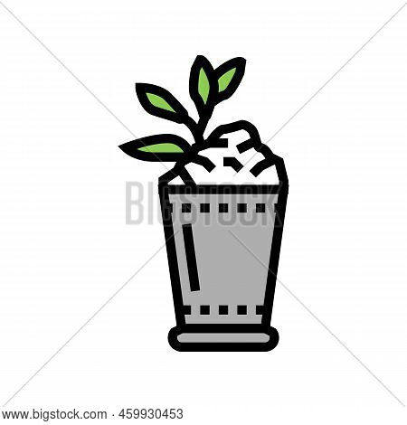 Mint Julep Cocktail Glass Drink Color Icon Vector. Mint Julep Cocktail Glass Drink Sign. Isolated Sy