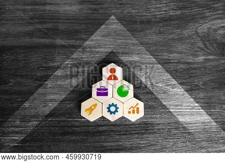 Moving Forward With A Well Organized Business. Level Up. Management And Organization. Entrepreneursh