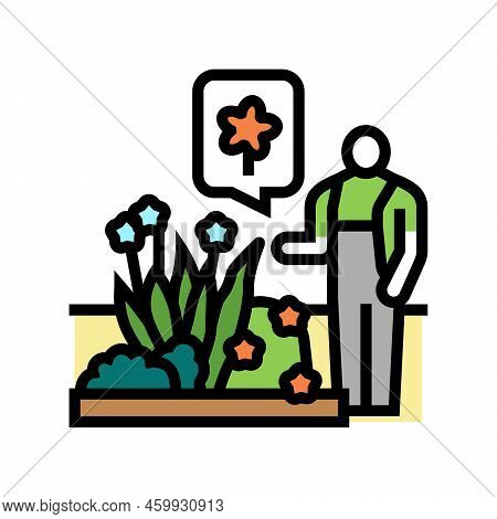 Planting And Flowerbeds Color Icon Vector. Planting And Flowerbeds Sign. Isolated Symbol Illustratio