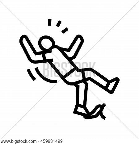 Slip Banana Peel Line Icon Vector. Slip Banana Peel Sign. Isolated Contour Symbol Black Illustration