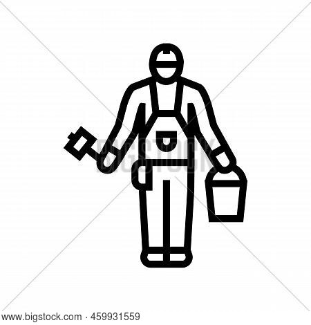 Builder Tool Repair Line Icon Vector. Builder Tool Repair Sign. Isolated Contour Symbol Black Illust