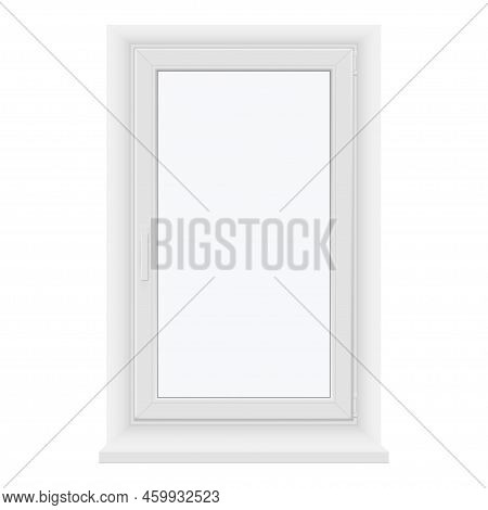 Single Section Window With Plastic Frame And Handle Realistic Vector Closed Clean Transparent Glass