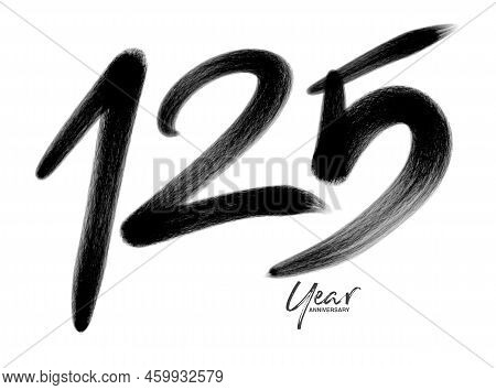 125 Years Anniversary Celebration Vector Template, 125 Number Logo Design, 125th Birthday, Black Let