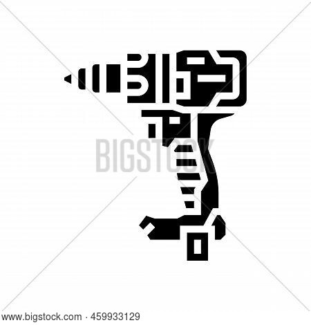 Drill Tool Repair Glyph Icon Vector. Drill Tool Repair Sign. Isolated Symbol Illustration