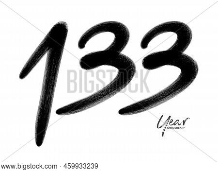 133 Years Anniversary Celebration Vector Template, 133 Number Logo Design, 133th Birthday, Black Let