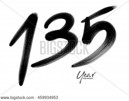 135 Years Anniversary Celebration Vector Template, 135 Number Logo Design, 135th Birthday, Black Let