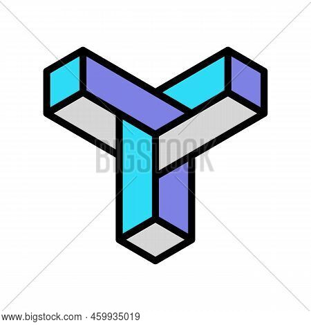 Paradox Impossible Geometric Shape Color Icon Vector. Paradox Impossible Geometric Shape Sign. Isola
