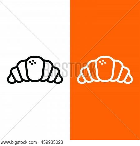 Croissant Vector Icon Logo In Outline Style. A Croissant Is A Buttery, Flaky, Pastry Of Austrian Ori