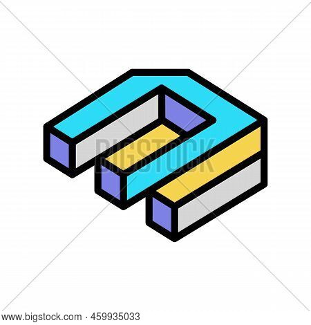 Figure Impossible Geometric Shape Color Icon Vector. Figure Impossible Geometric Shape Sign. Isolate