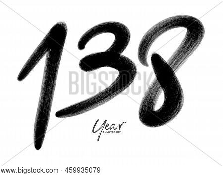 138 Years Anniversary Celebration Vector Template, 138 Number Logo Design, 138th Birthday, Black Let