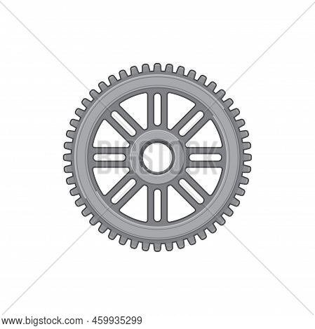 Gear Rotating Mechanism Isolated Car Detail Realistic Icon. Vector Mechanical Toothed Wheel, Round M