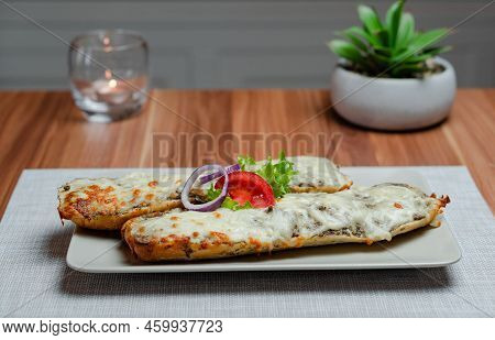 Roasted Cremy Mushroom And Ham Sandwich With Cheese