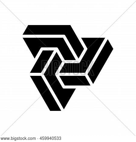Esher Impossible Geometric Shape Glyph Icon Vector. Esher Impossible Geometric Shape Sign. Isolated 