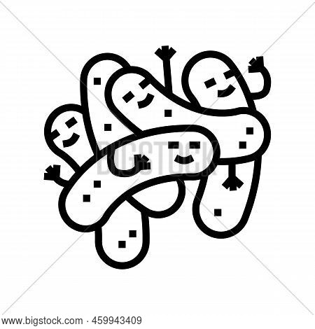 Bacillus Bacteria Virus Line Icon Vector. Bacillus Bacteria Virus Sign. Isolated Contour Symbol Blac