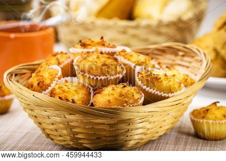 Queijadinha Or Queijada, Homemade Sweet Baked From Bakery And Traditional Confectionery From Brazil 