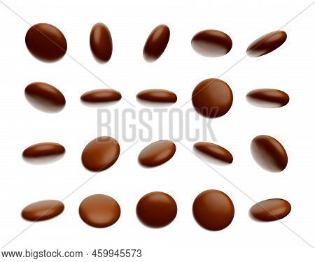 3d Illustration Of Brown Sugar Coated Gems In Many Shapes Isolated On White