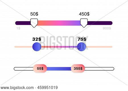 Price Range Scrollbar In Web Form, Online Application. Filter Slider On Website, 3d User Interface E