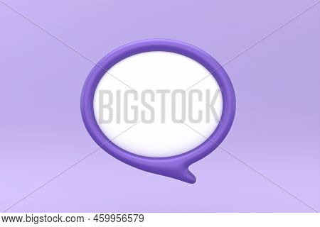 3d White Speech With Purple Frame, Bubble, Inflatable And Balloon Text. Objects Isolated On Light Pu