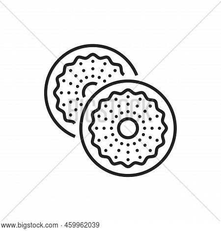 Sacramental Bread Or Hosties Isolated Line Art Pastry. Vector Holy Communion Symbol