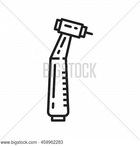 Dental Nozzle Drill Isolated Medical Dentistry Tool Outline Icon. Vector Drilling And Grinding Handp