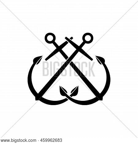 Crossed Anchors Isolated Marine Objects. Vector Crossed Ship Ankers, Vessel Mooring Symbol