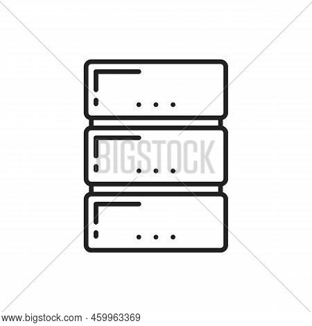 Database Or Archive Isolated Outline Icon. Vector Symbol Of Folder, Digital Base In Computer Linear 