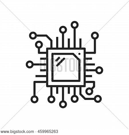 Sim Card Connection Mobile Technology Communication Isolated Outline Icon. Vector Mobile Telecommuni